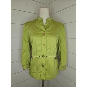 A La Carte large green jacket with beaded & pleated accents